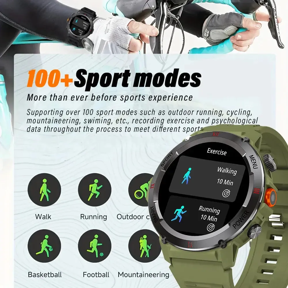 LAXASFIT New 2024 Smart Watch Men 1.46" Sports Fitness Bracelet Waterproof Voice Assistant Bluetooth Call Smartwatch Android IOS