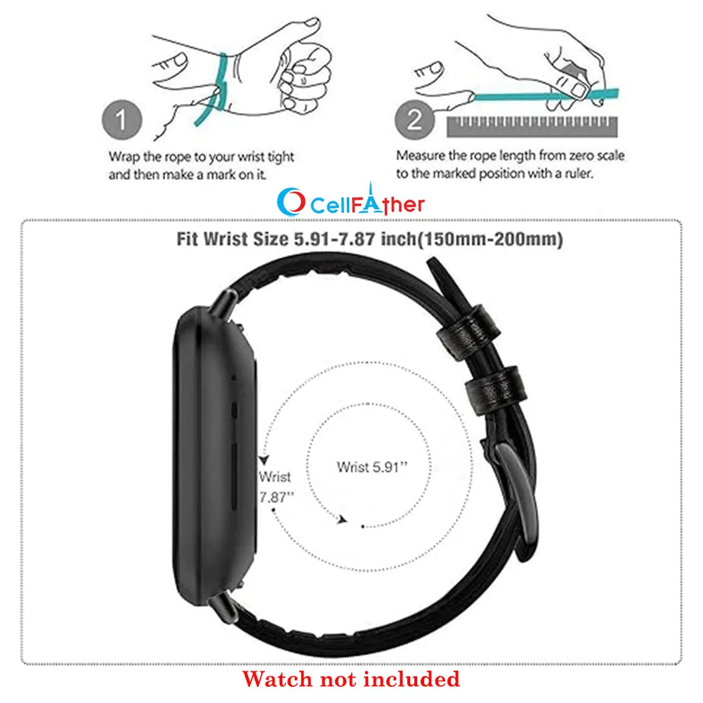 Leather Silicone Straps for Fitbit Versa 3 & Versa 4 Smartwatch (Black)