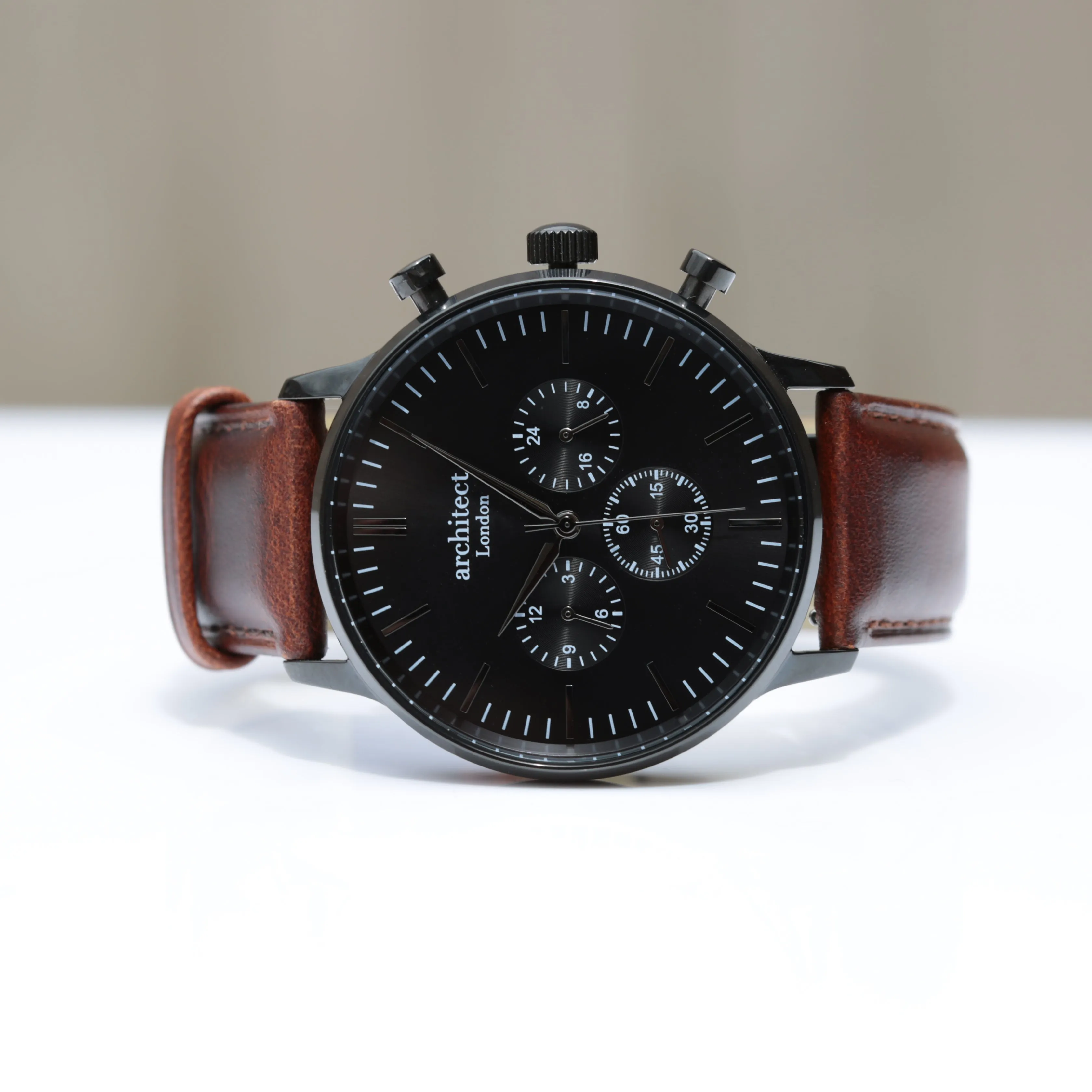 Men's Motivator Contactless Payment Watch, With Walnut Strap, With Personalised Own Handwriting Engraving