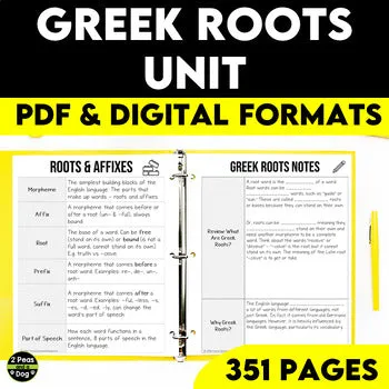 Middle School Greek Roots Morphology Unit and Worksheets