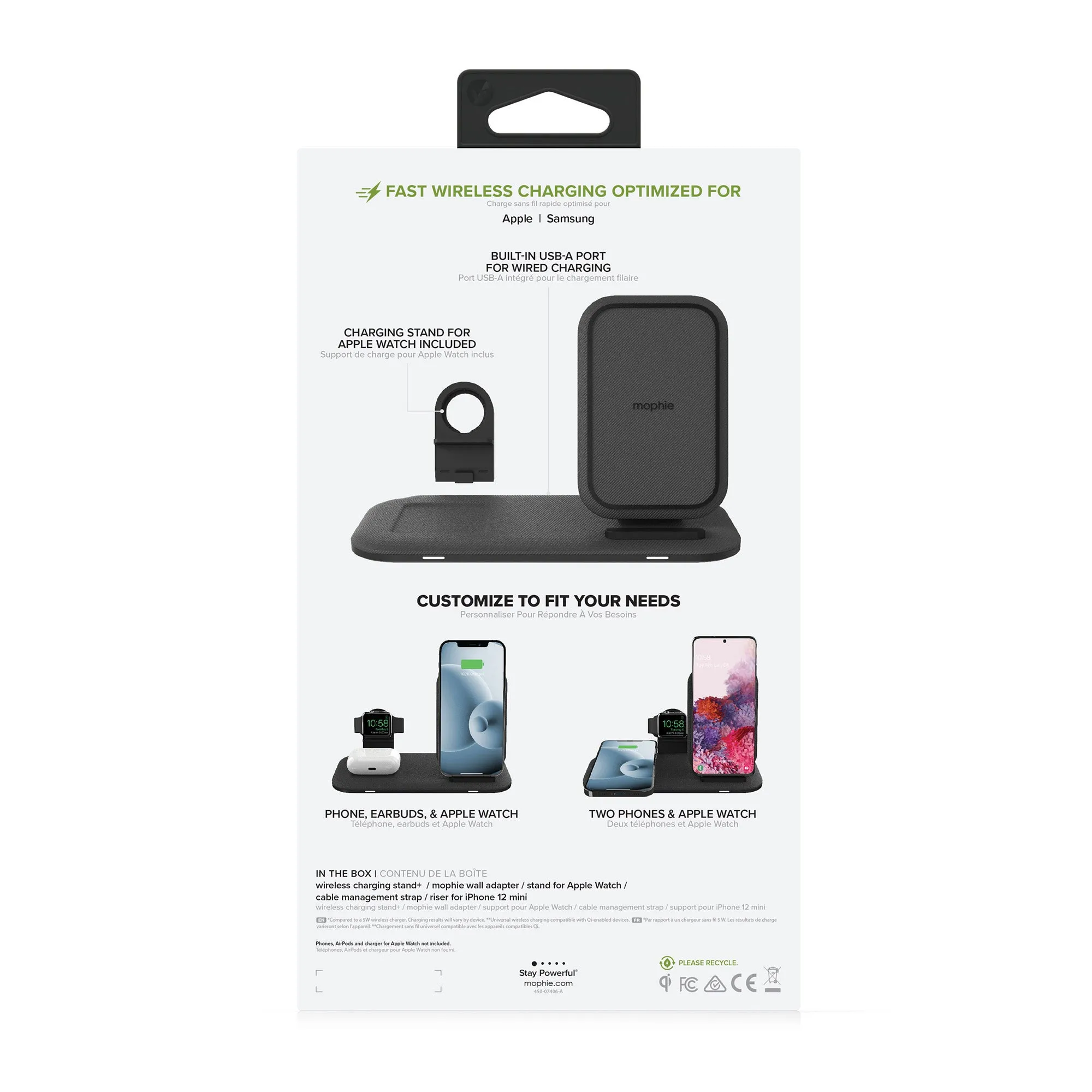 Mophie universal black wireless charge pad w/stand - 15-08492