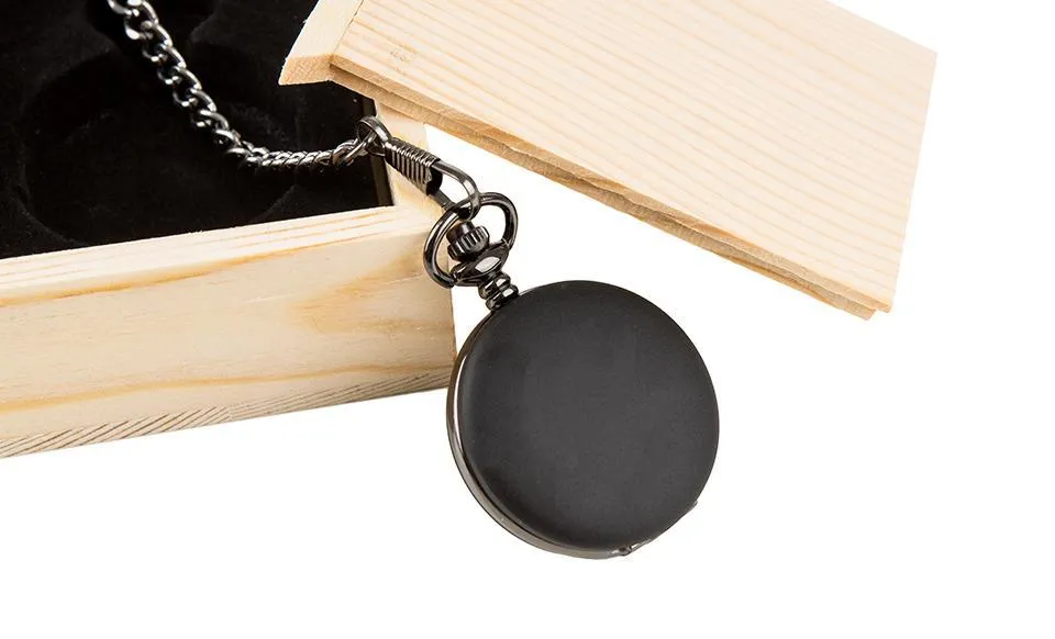 Personalized Midnight Black Pocket Watch - 1.5"
