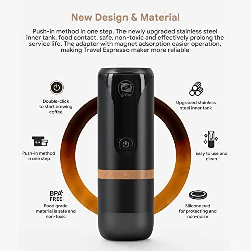 Portable Mini Battery Espresso Machine with 3-4 Mins Self-Heating