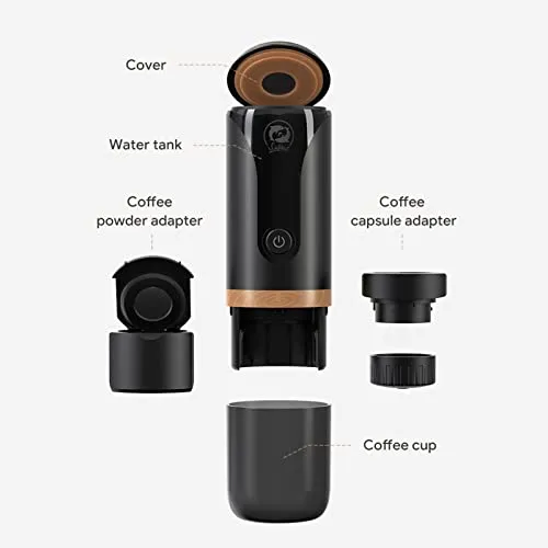 Portable Mini Battery Espresso Machine with 3-4 Mins Self-Heating