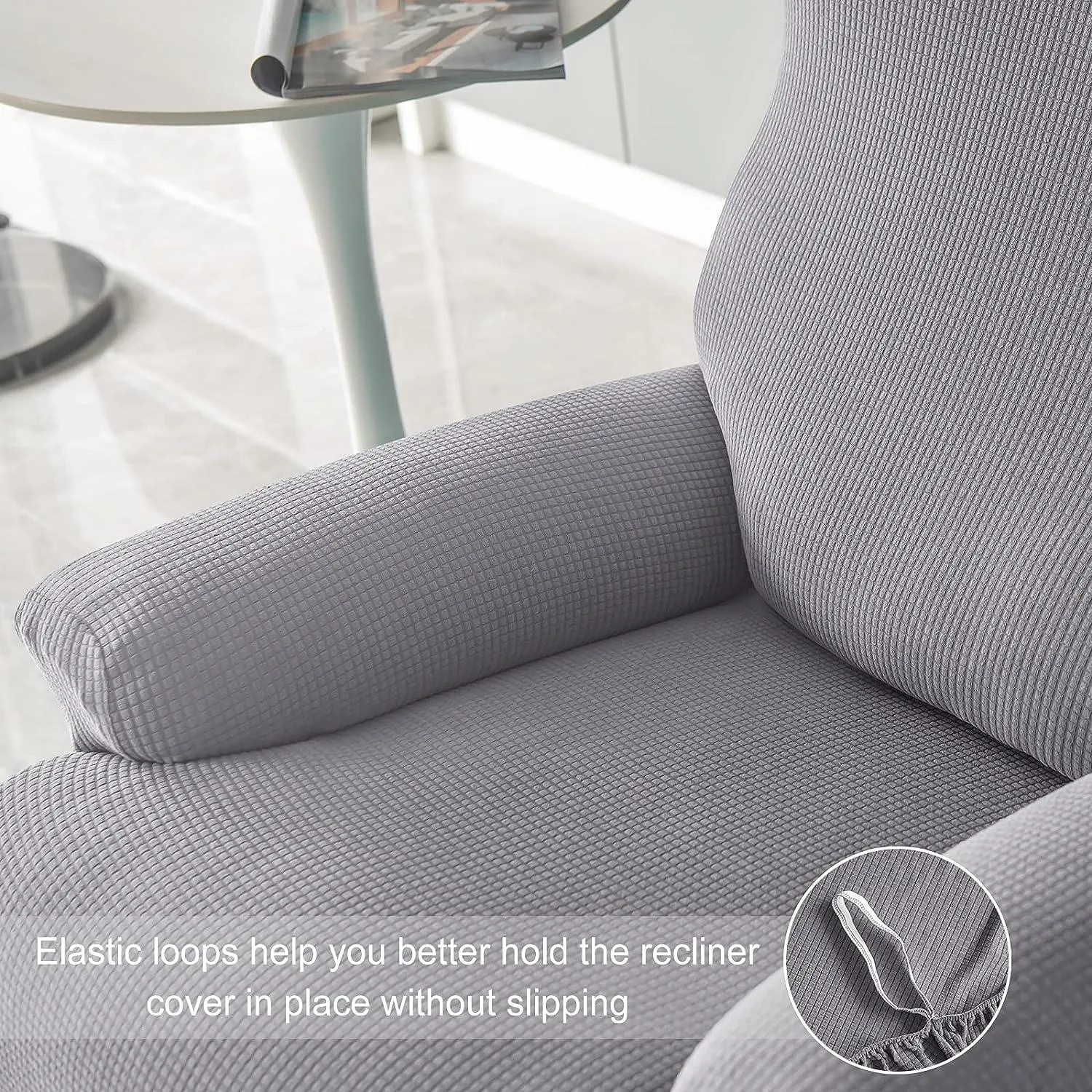 Premium Jacquard Recliner Sofa Cover : Grey