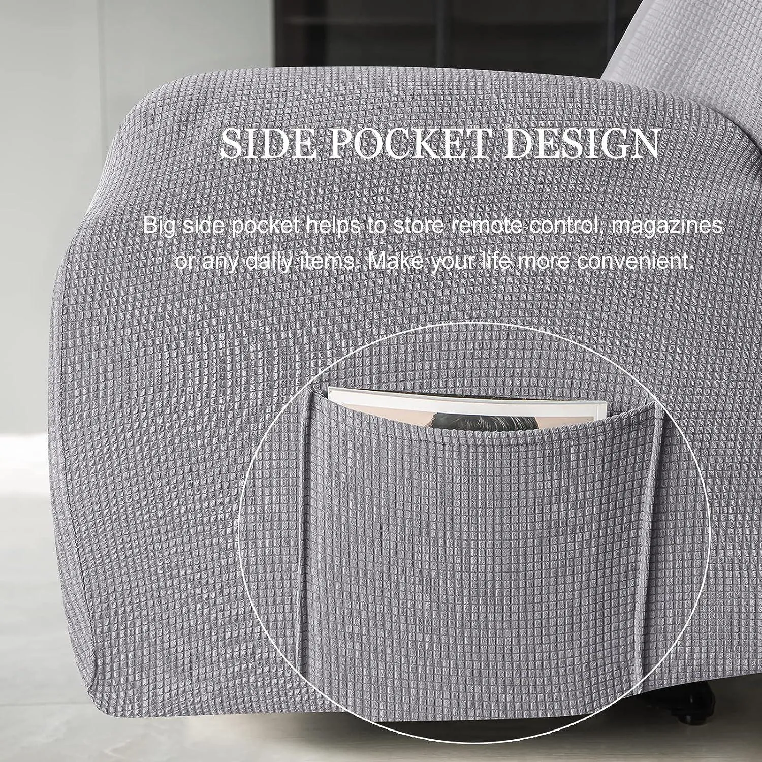 Premium Jacquard Recliner Sofa Cover : Grey