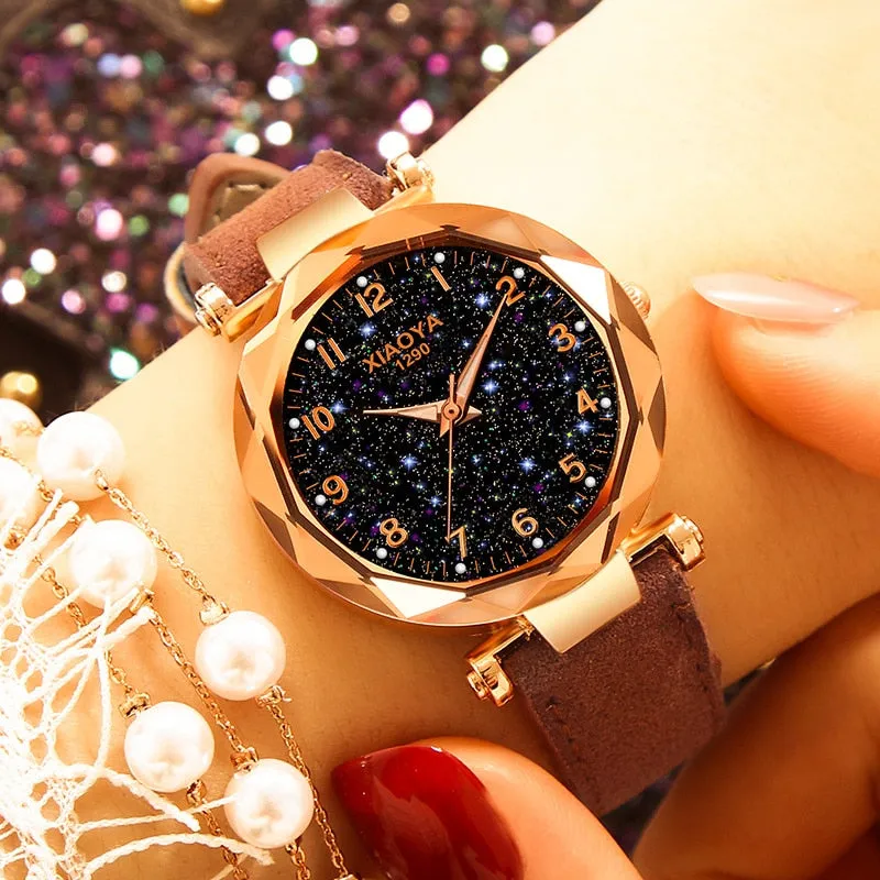 relojes mujer 2019 Luxury Brand xiaoya Women Watches Personality Romantic Starry Sky Wrist Watch Rhinestone Design Ladies Clock