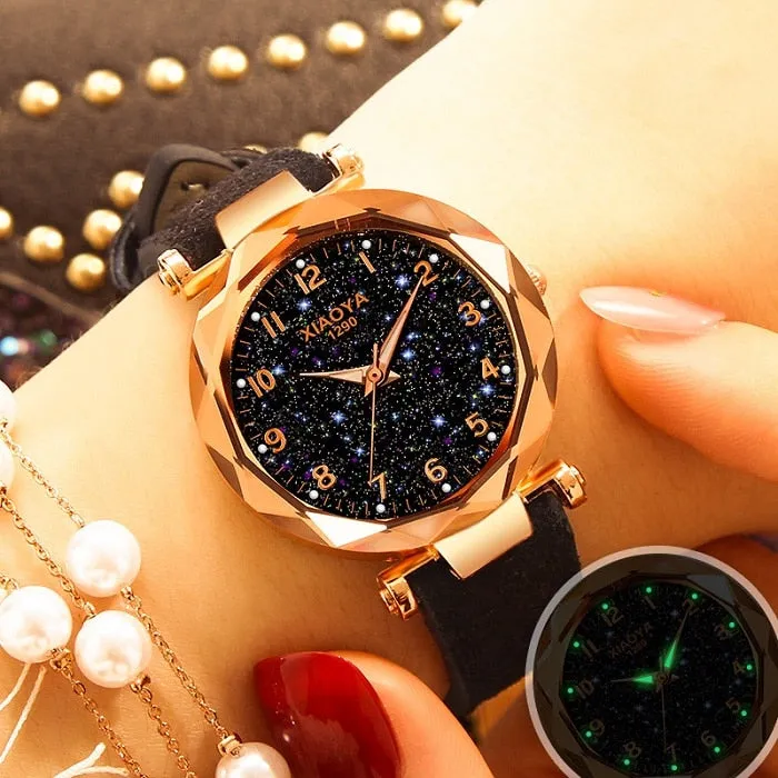 relojes mujer 2019 Luxury Brand xiaoya Women Watches Personality Romantic Starry Sky Wrist Watch Rhinestone Design Ladies Clock