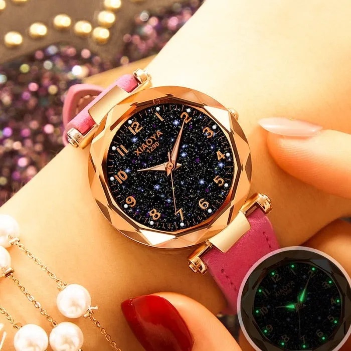 relojes mujer 2019 Luxury Brand xiaoya Women Watches Personality Romantic Starry Sky Wrist Watch Rhinestone Design Ladies Clock