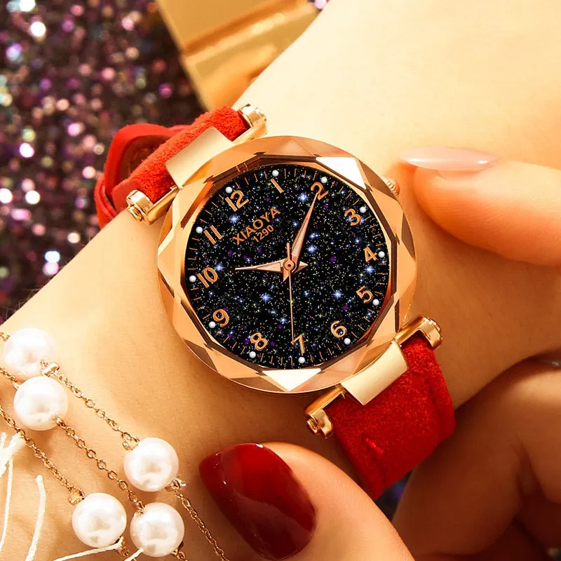 relojes mujer 2019 Luxury Brand xiaoya Women Watches Personality Romantic Starry Sky Wrist Watch Rhinestone Design Ladies Clock