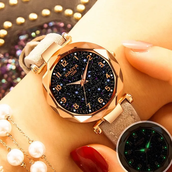 relojes mujer 2019 Luxury Brand xiaoya Women Watches Personality Romantic Starry Sky Wrist Watch Rhinestone Design Ladies Clock