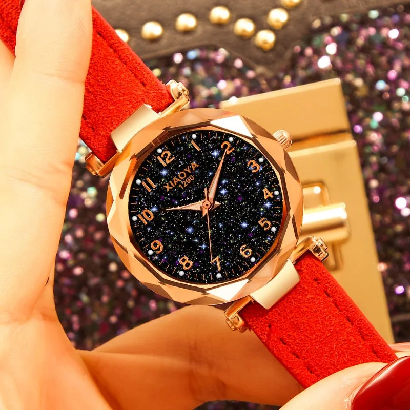relojes mujer 2019 Luxury Brand xiaoya Women Watches Personality Romantic Starry Sky Wrist Watch Rhinestone Design Ladies Clock
