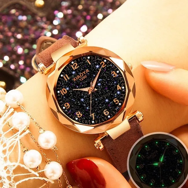 relojes mujer 2019 Luxury Brand xiaoya Women Watches Personality Romantic Starry Sky Wrist Watch Rhinestone Design Ladies Clock