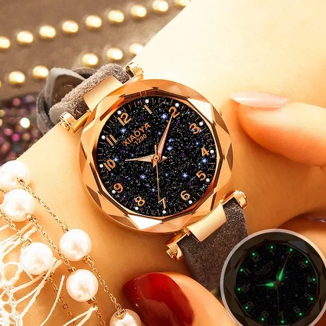 relojes mujer 2019 Luxury Brand xiaoya Women Watches Personality Romantic Starry Sky Wrist Watch Rhinestone Design Ladies Clock