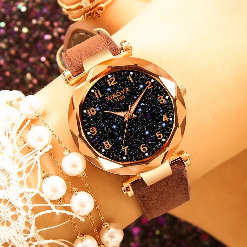 relojes mujer 2019 Luxury Brand xiaoya Women Watches Personality Romantic Starry Sky Wrist Watch Rhinestone Design Ladies Clock