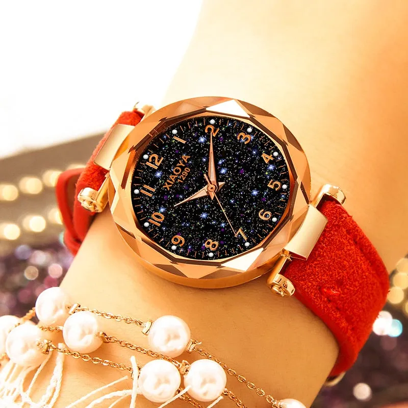 relojes mujer 2019 Luxury Brand xiaoya Women Watches Personality Romantic Starry Sky Wrist Watch Rhinestone Design Ladies Clock