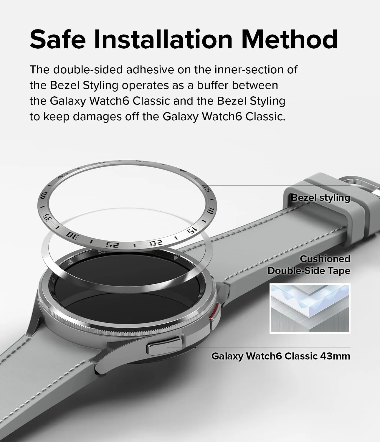 Ringke Bezel Styling Compatible with Samsung Galaxy Watch 6 Classic Case (43mm)  - 43-01 (ST) - Silver