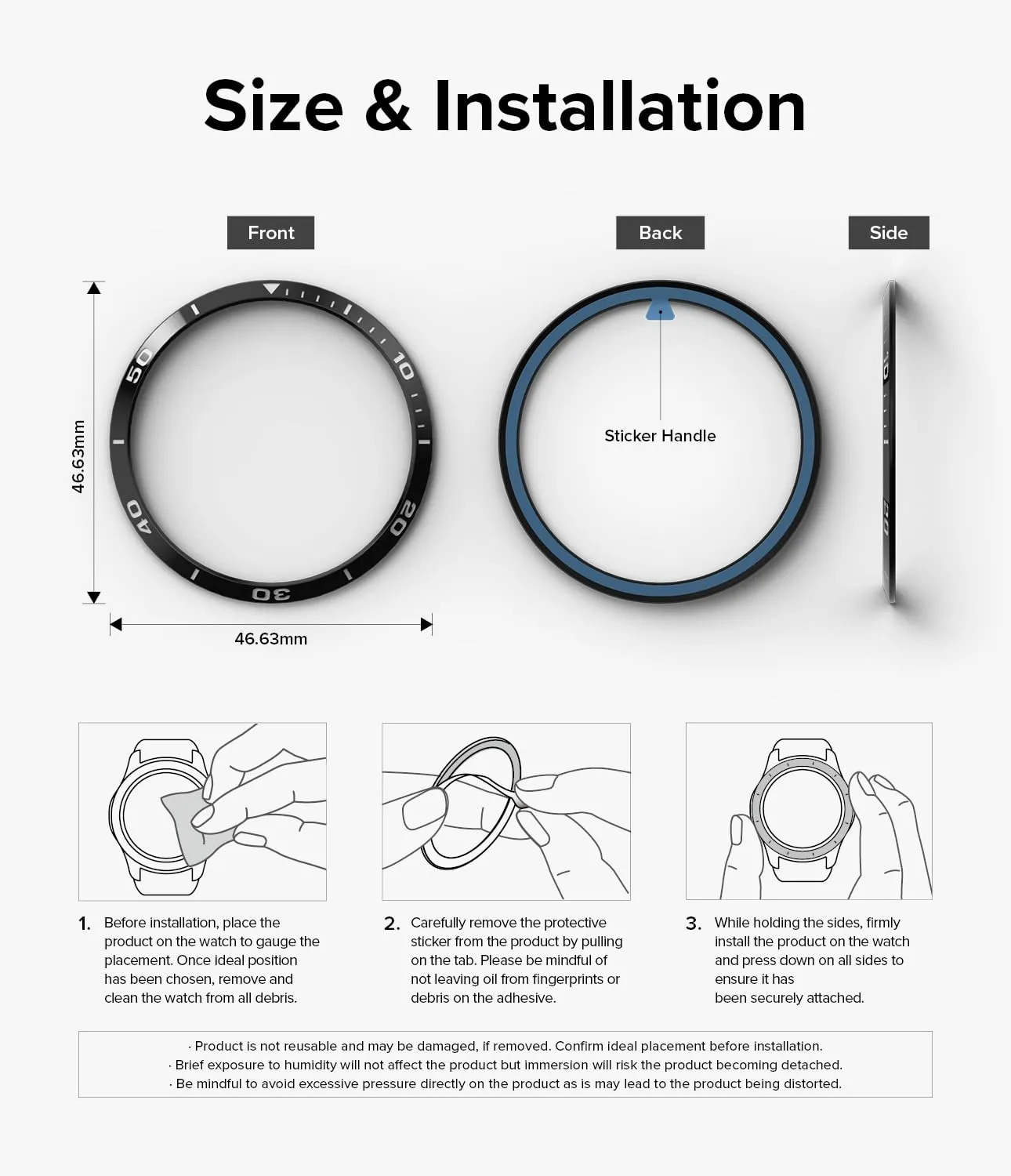 Ringke Bezel Styling Compatible with Samsung Galaxy Watch 6 Classic Case (47mm) - 47-02 (ST) - Black