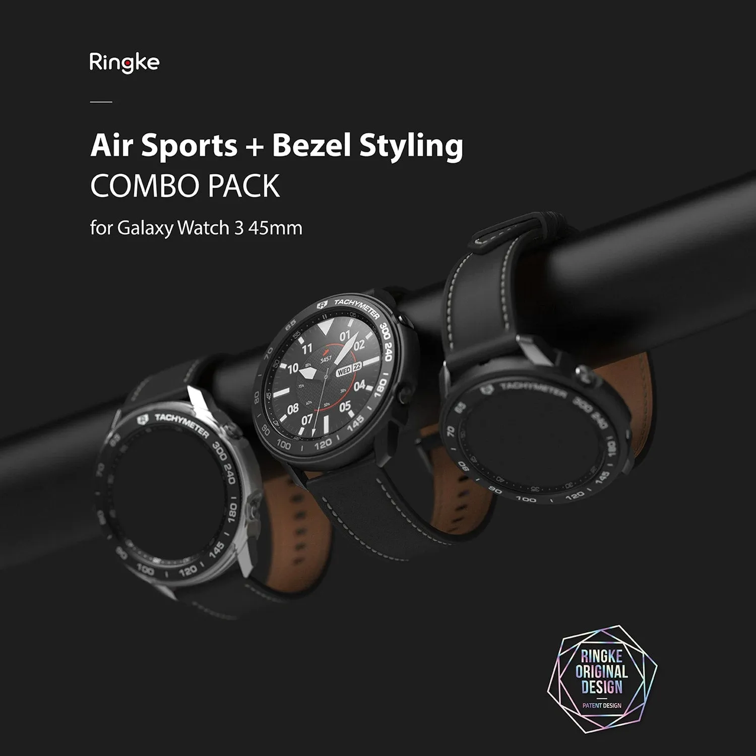 Ringke Galaxy Watch 3 45mm Styling 10 Air Sports Black Case  Bezel Combo Pack