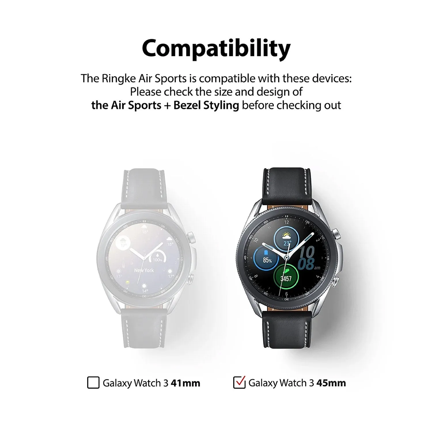 Ringke Galaxy Watch 3 45mm Styling 10 Air Sports Matte Clear Case  Bezel Combo Pack