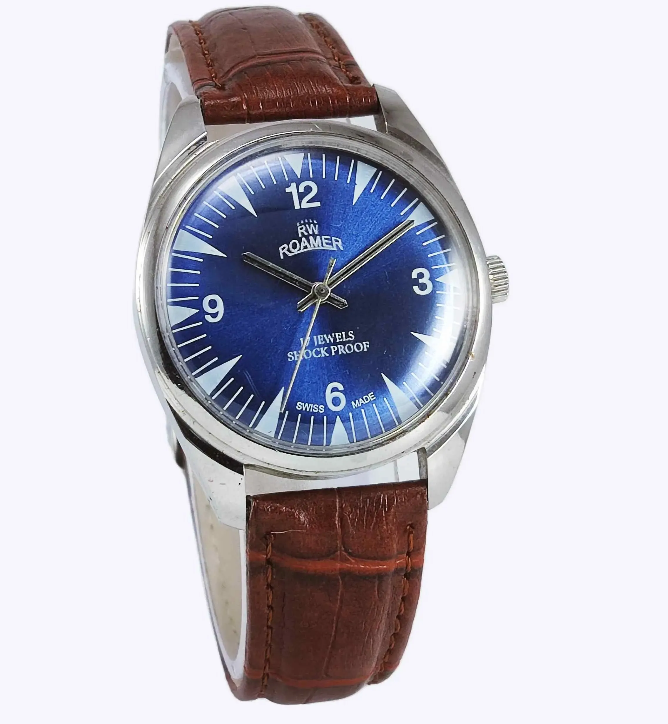 Roamer 17 Jewels Shock Proof Mechanical Handwinding Blue Dial Men's Watch