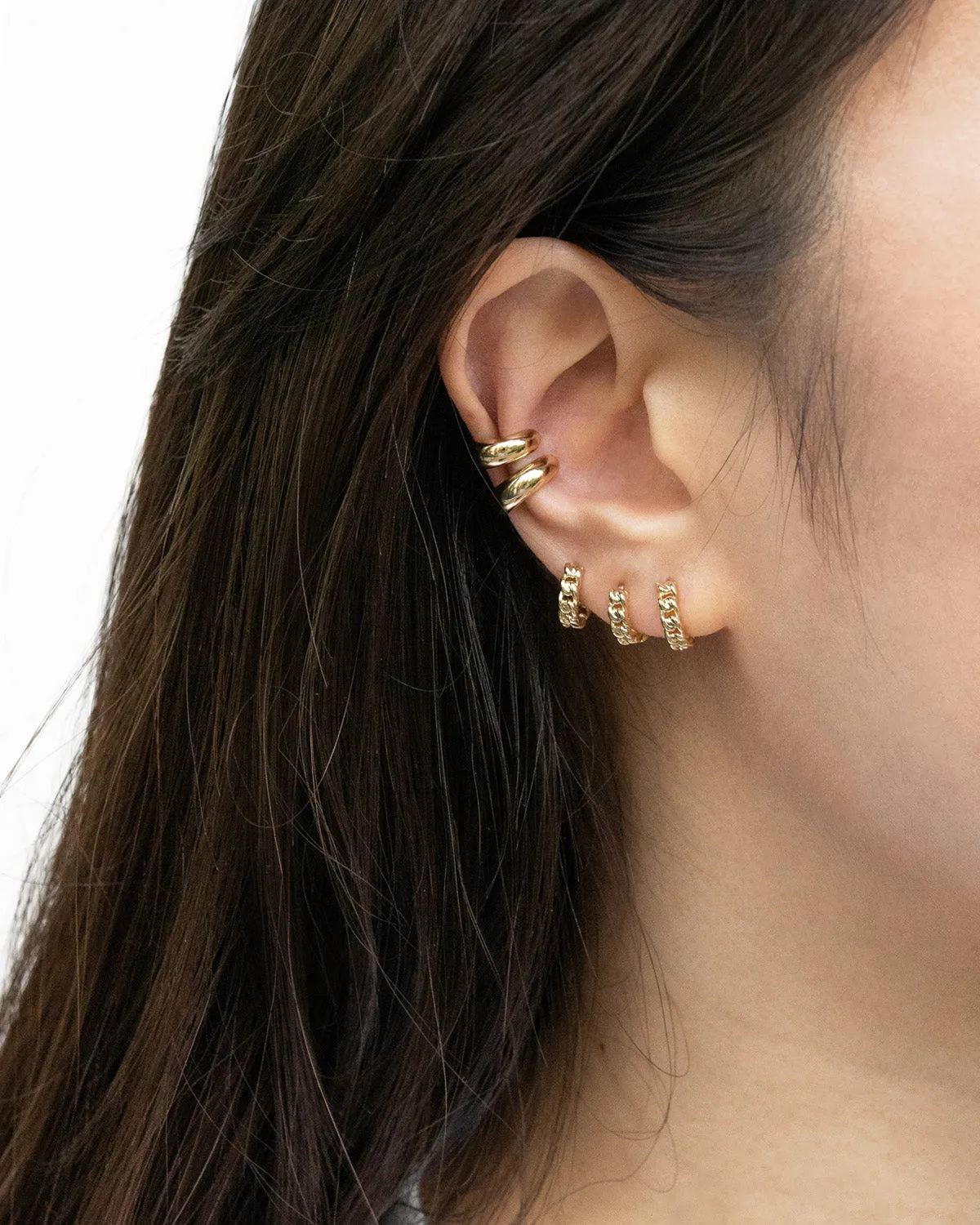 RYLEE Chain Huggie Hoops in Gold