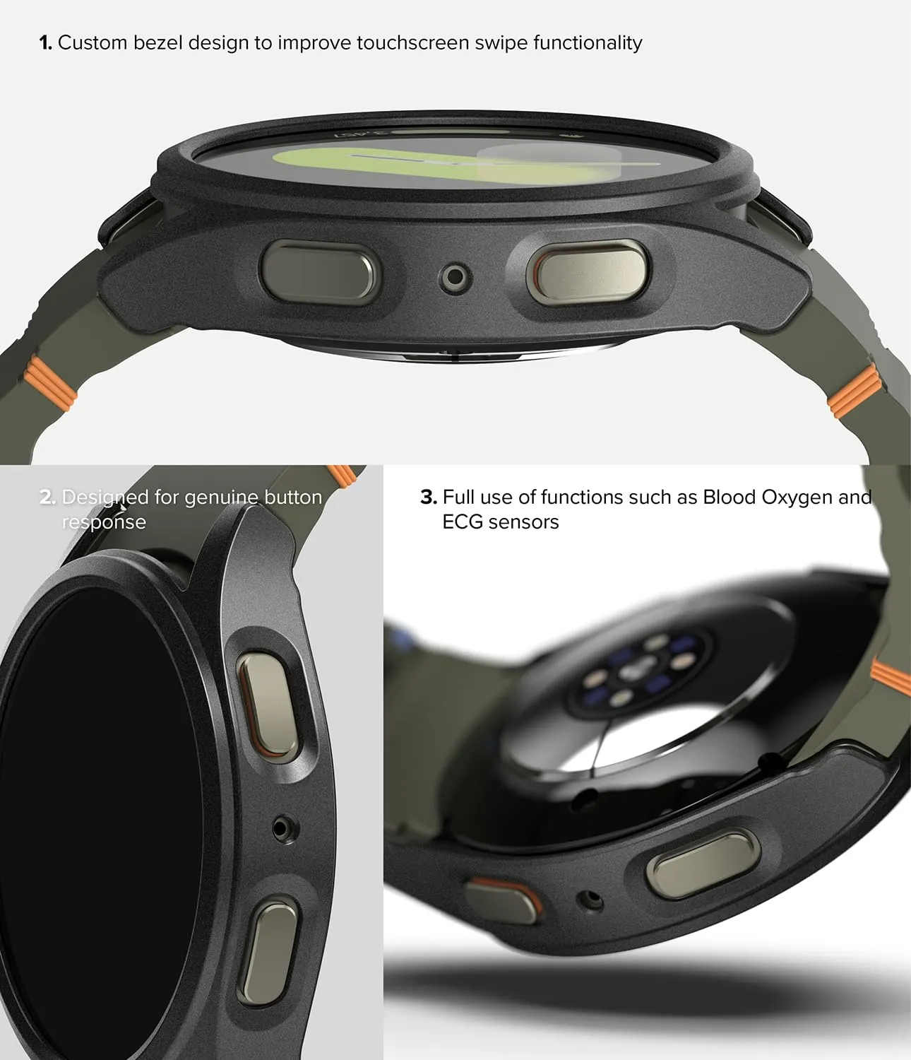 Samsung Galaxy Watch 7 40mm Case   Tempared Glass Sceen Protector [Combo] - Titanium Black