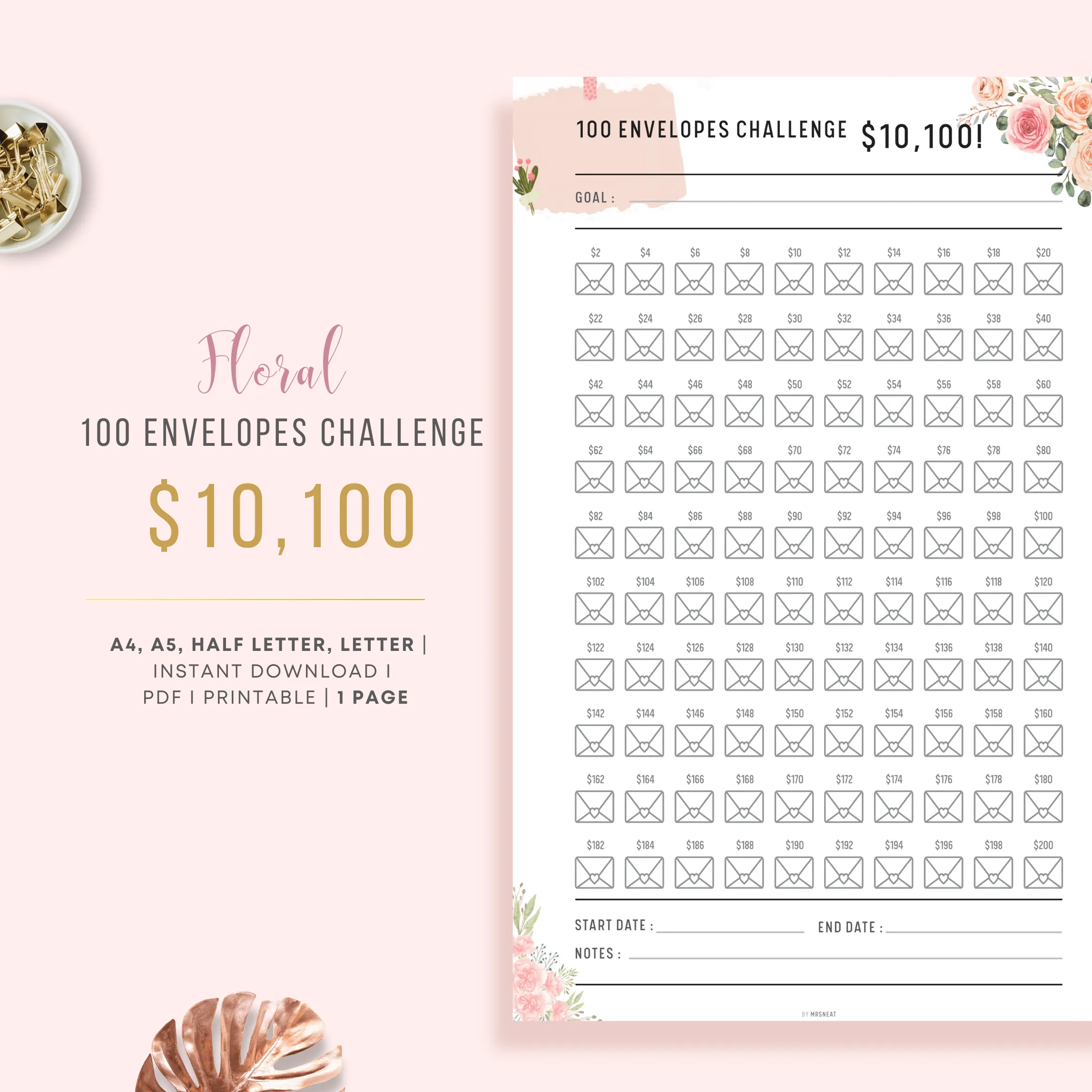 Saved $10,100 in 100 Envelopes Challenge - M016/17