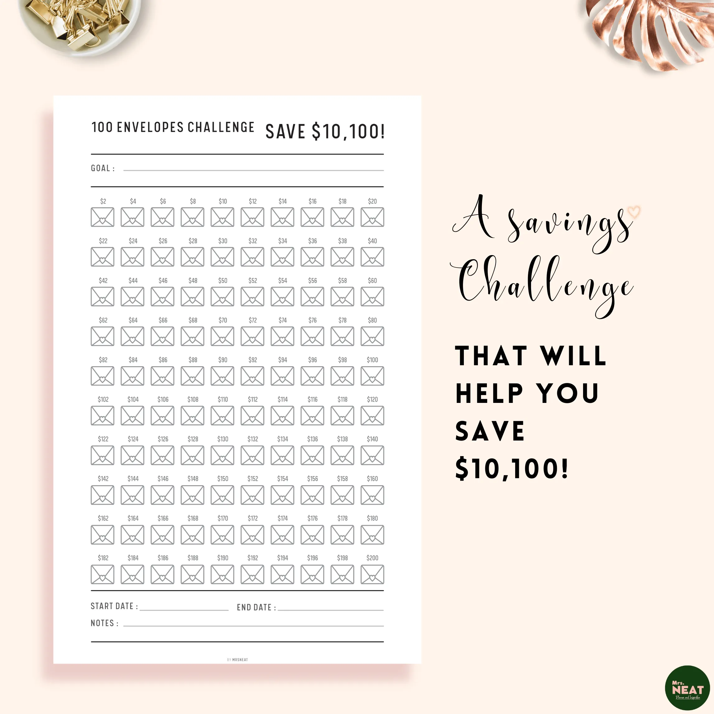 Saved $10,100 in 100 Envelopes Challenge - M016/17