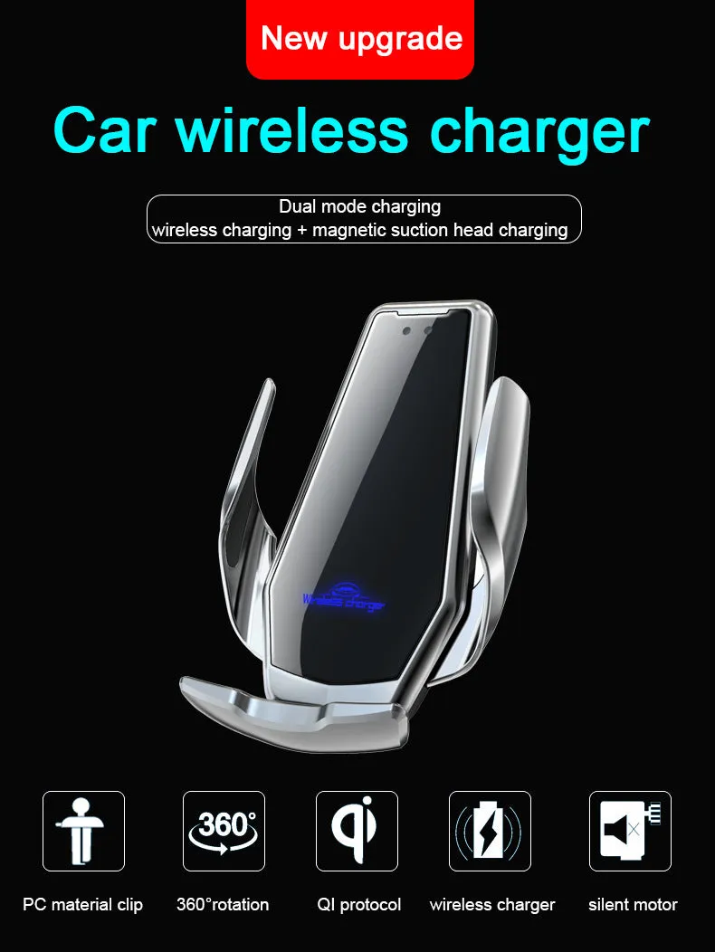 Smart Wireless 15W Fast Car  Charger for iPhone Samsung Mobile Phone