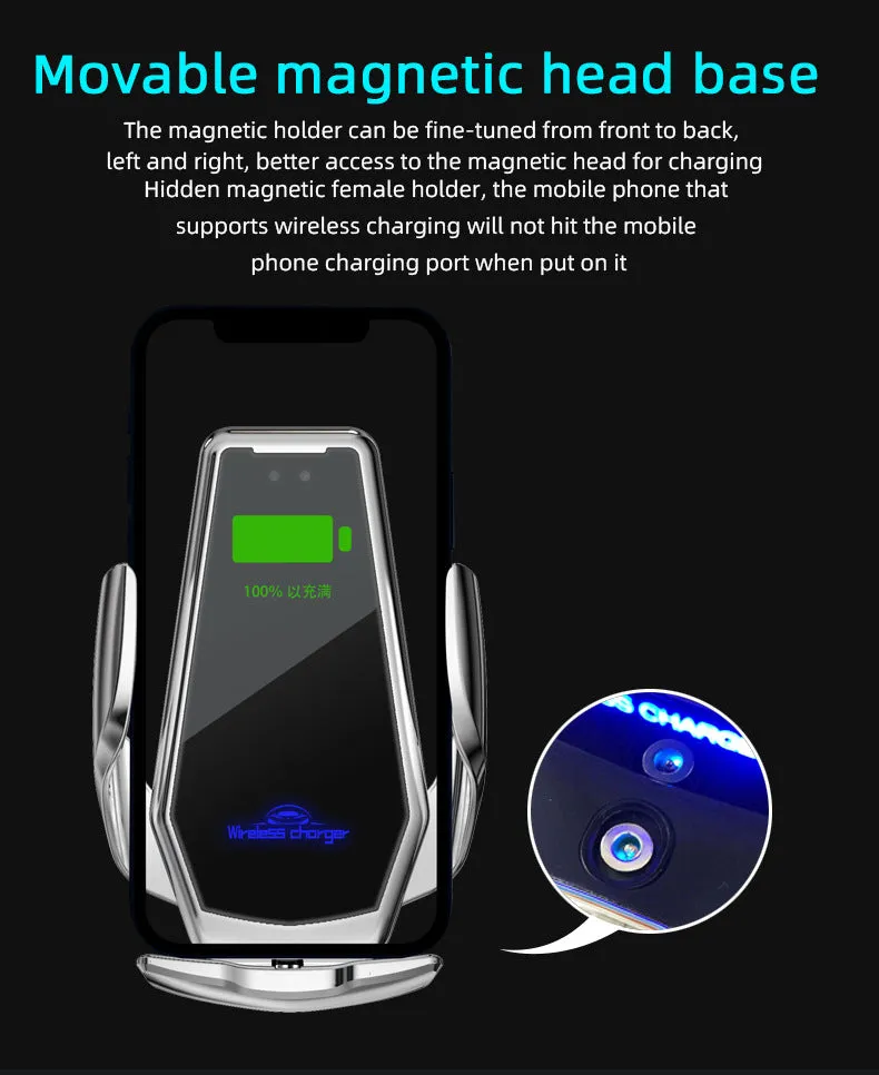 Smart Wireless 15W Fast Car  Charger for iPhone Samsung Mobile Phone