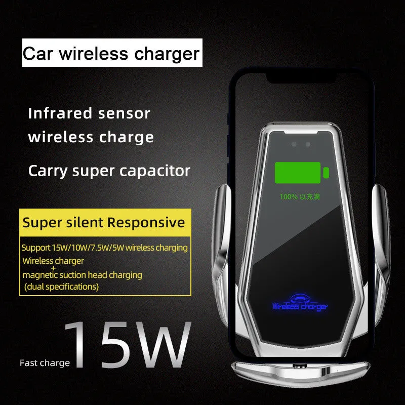 Smart Wireless 15W Fast Car  Charger for iPhone Samsung Mobile Phone