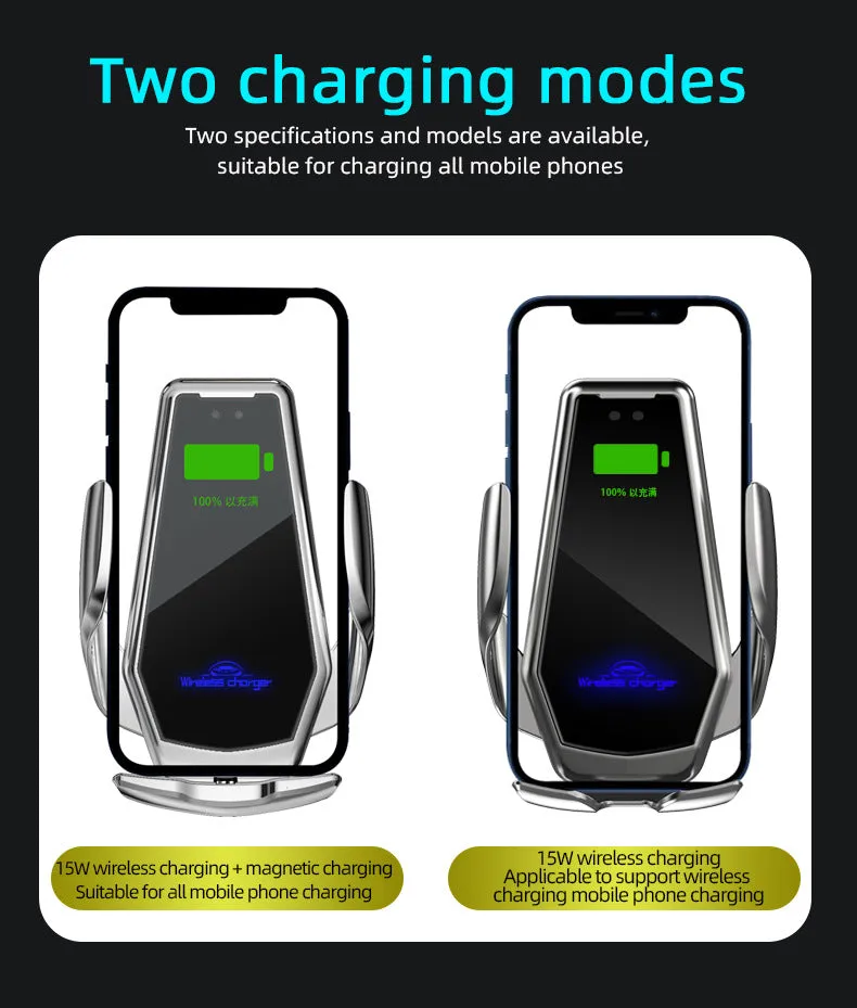 Smart Wireless 15W Fast Car  Charger for iPhone Samsung Mobile Phone