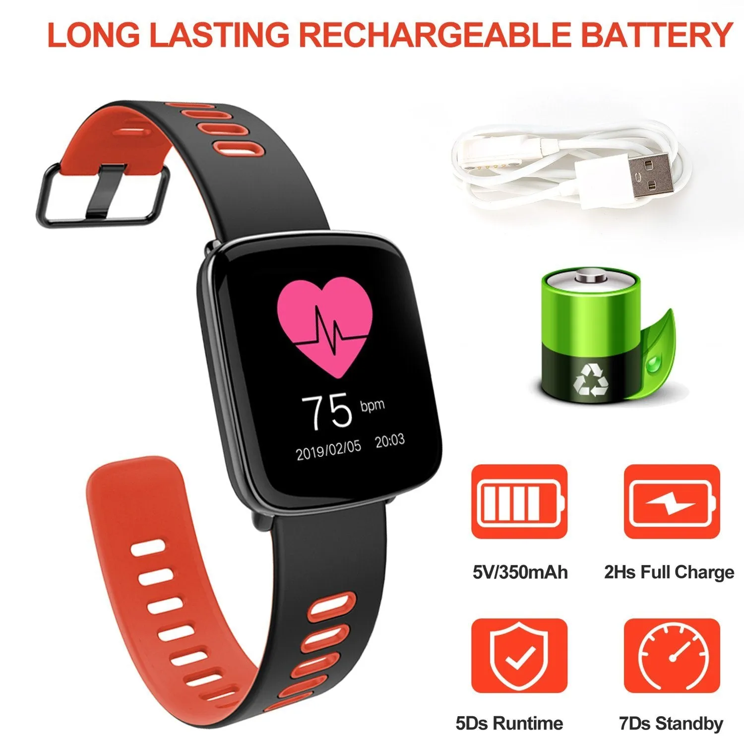 Smartwatch Fitness Tracker with Heart Rate Monitor