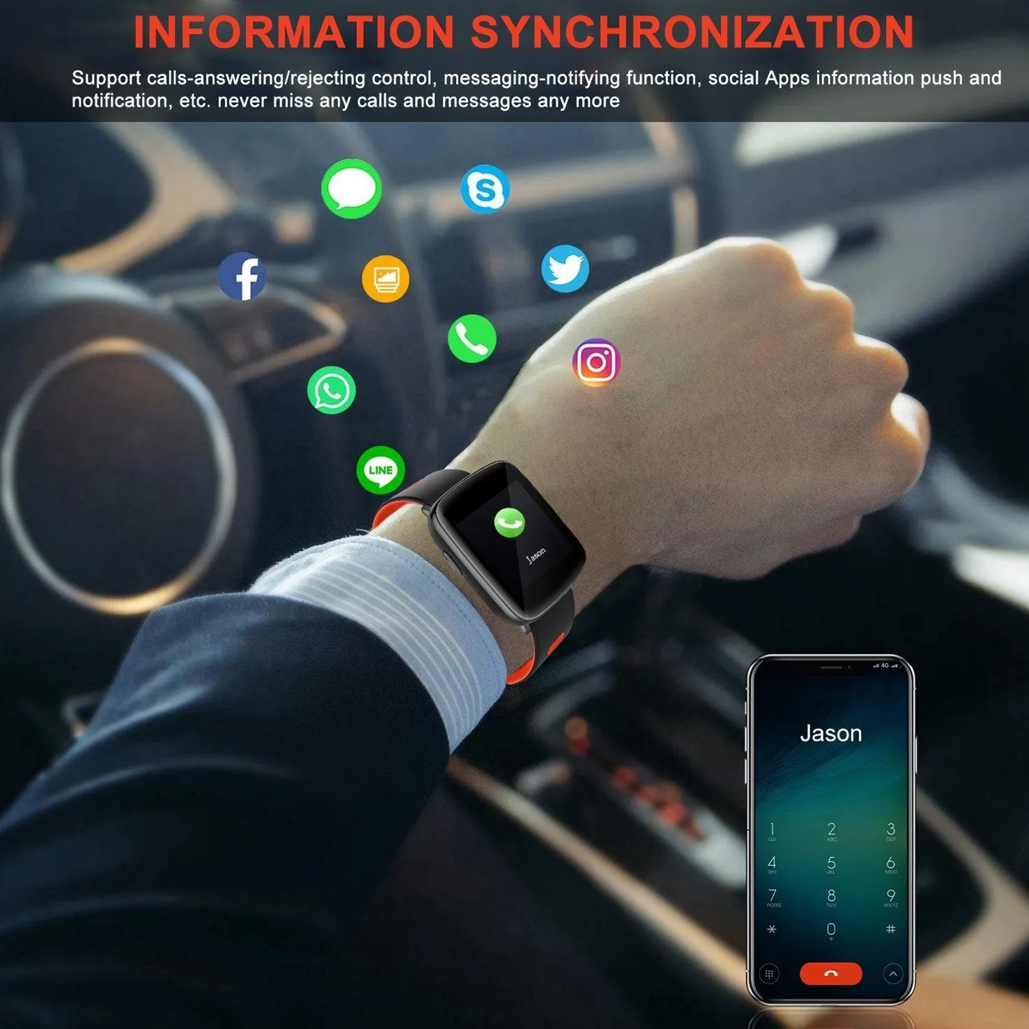 Smartwatch Fitness Tracker with Heart Rate Monitor