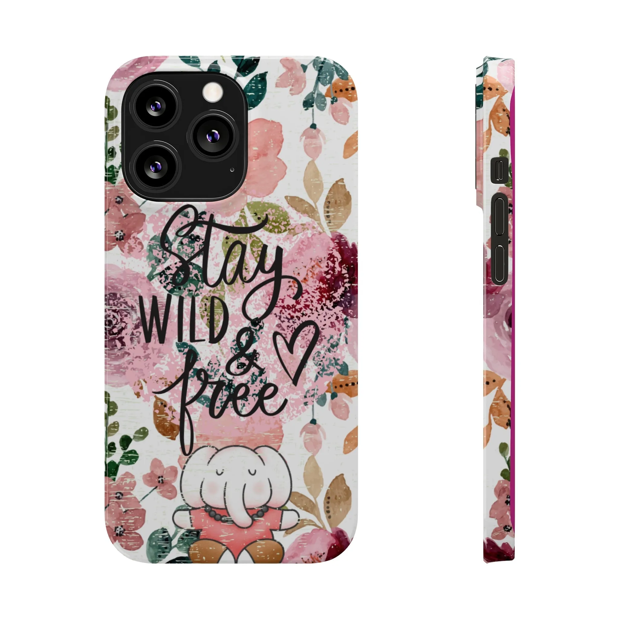 Stay Wild and Free Floral iPhone Case with Zen Elephant - Stylish and Inspirational Protective Cover