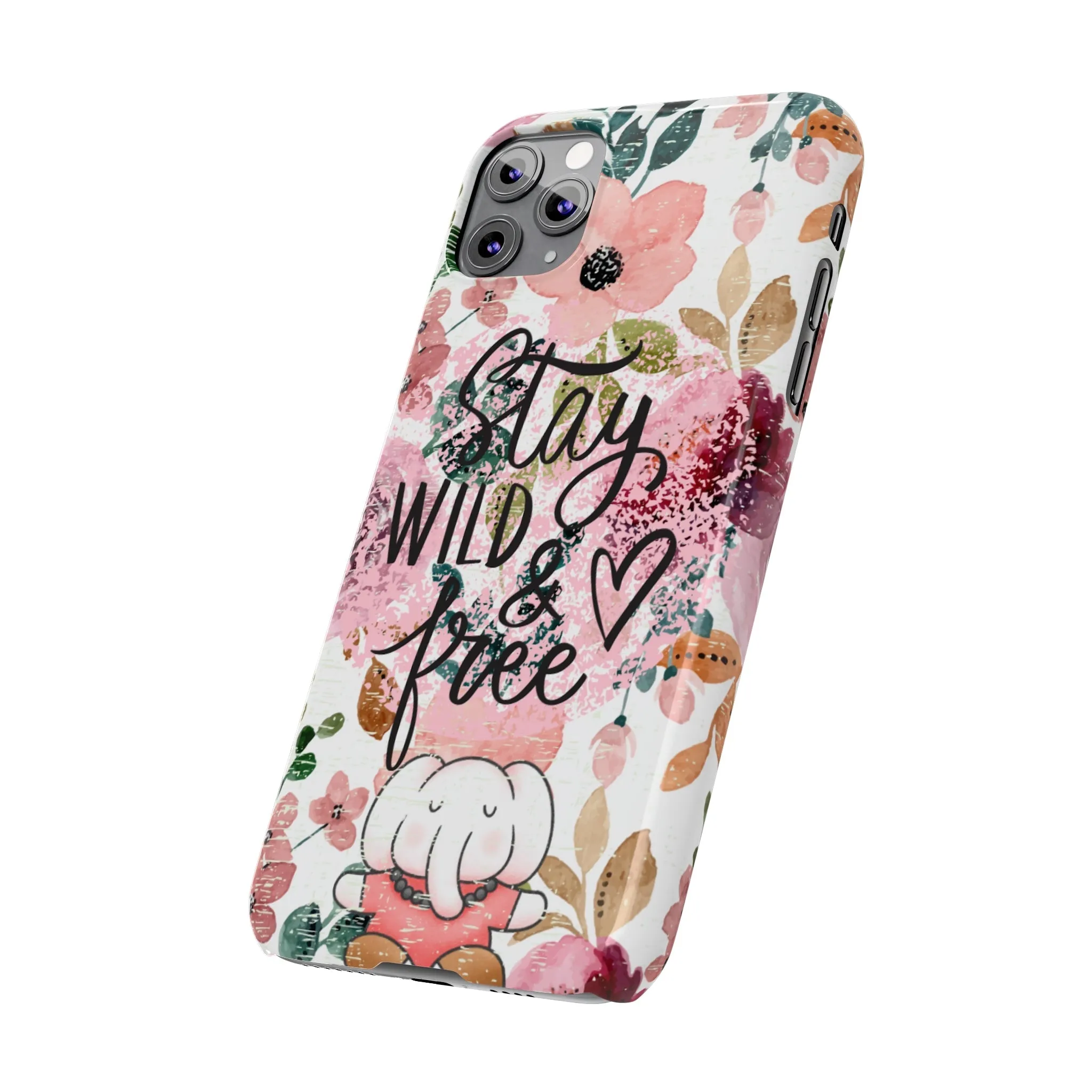 Stay Wild and Free Floral iPhone Case with Zen Elephant - Stylish and Inspirational Protective Cover