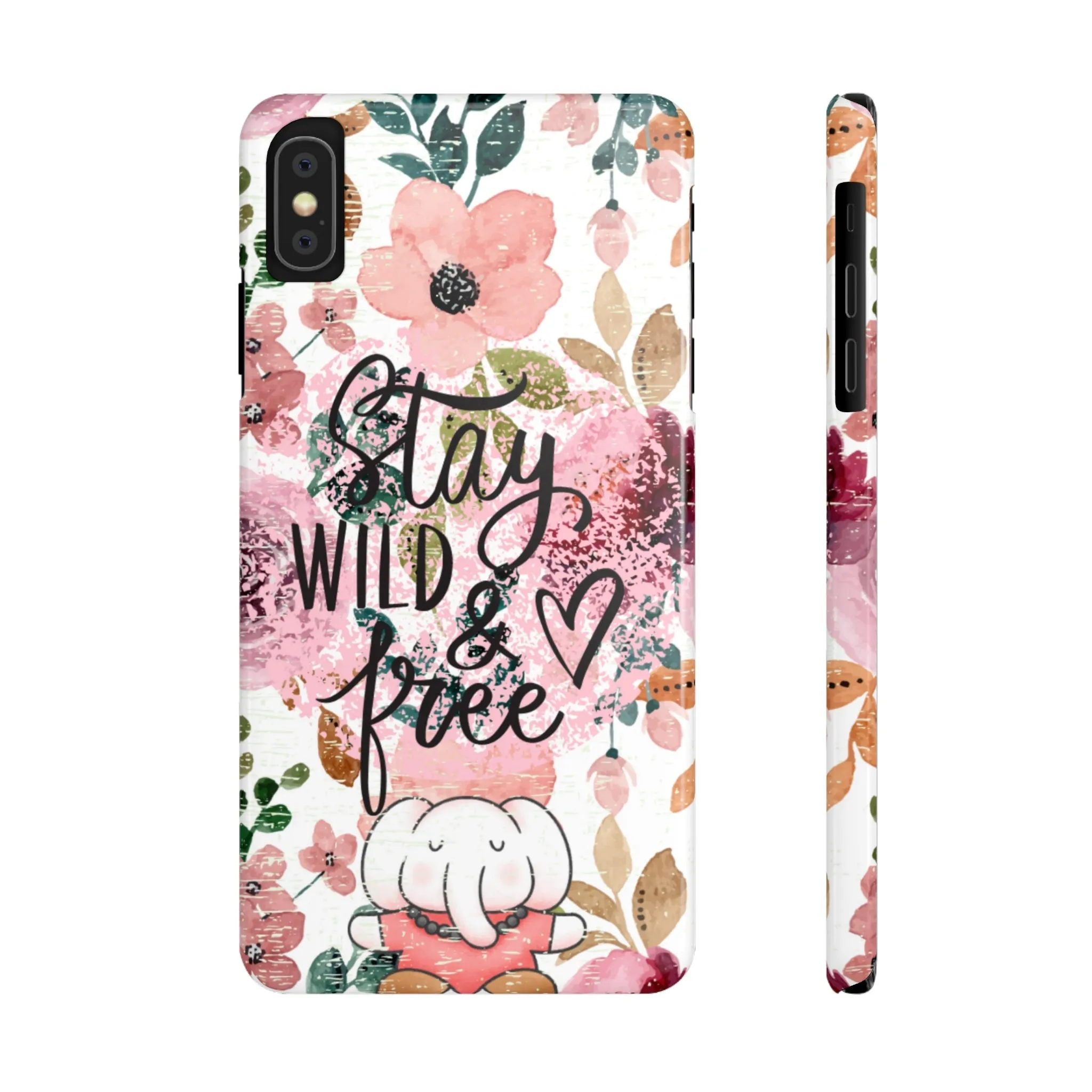 Stay Wild and Free Floral iPhone Case with Zen Elephant - Stylish and Inspirational Protective Cover
