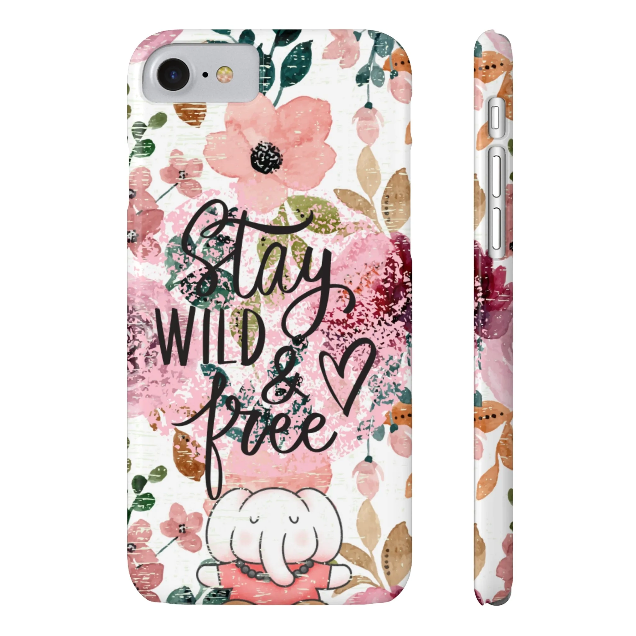 Stay Wild and Free Floral iPhone Case with Zen Elephant - Stylish and Inspirational Protective Cover