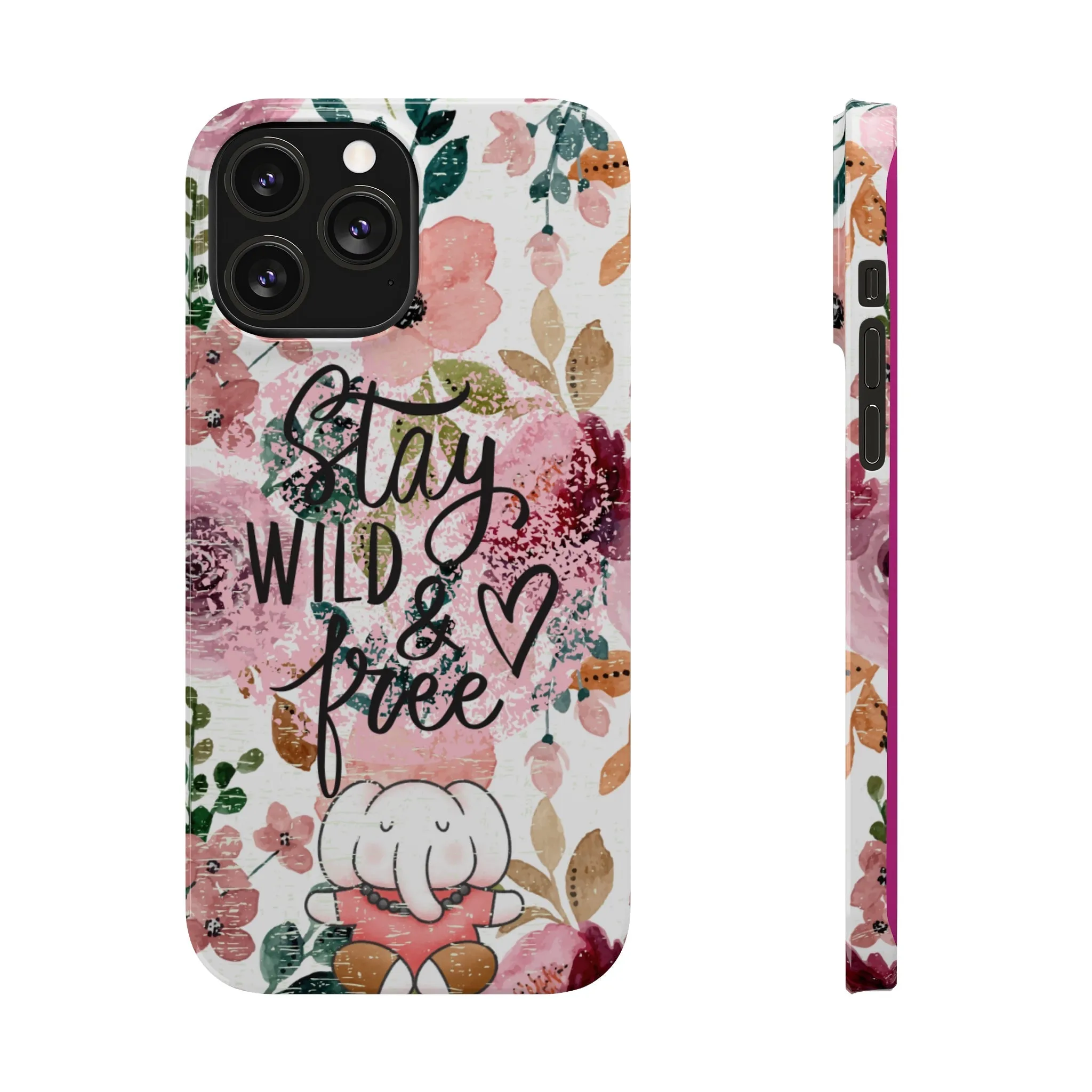 Stay Wild and Free Floral iPhone Case with Zen Elephant - Stylish and Inspirational Protective Cover