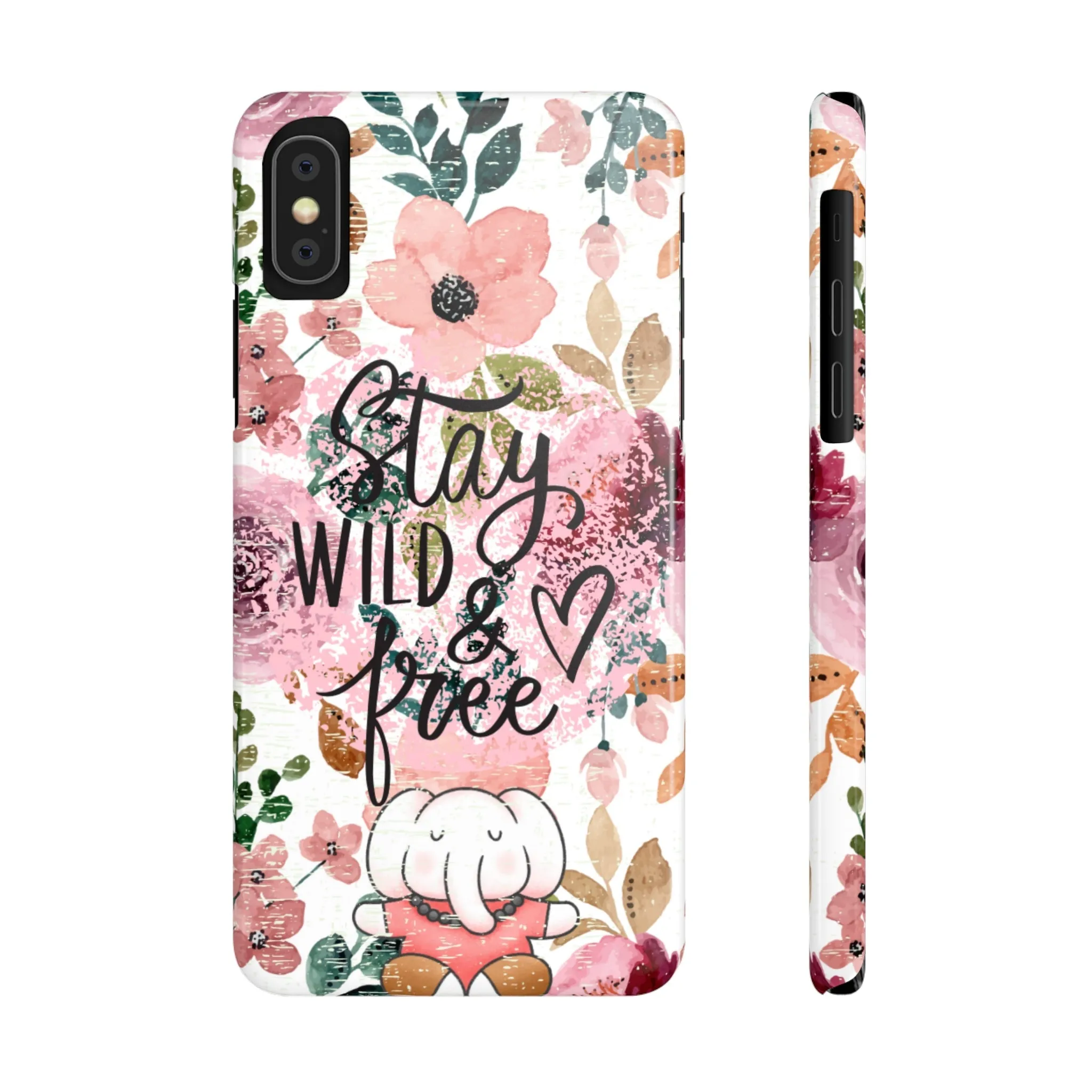 Stay Wild and Free Floral iPhone Case with Zen Elephant - Stylish and Inspirational Protective Cover
