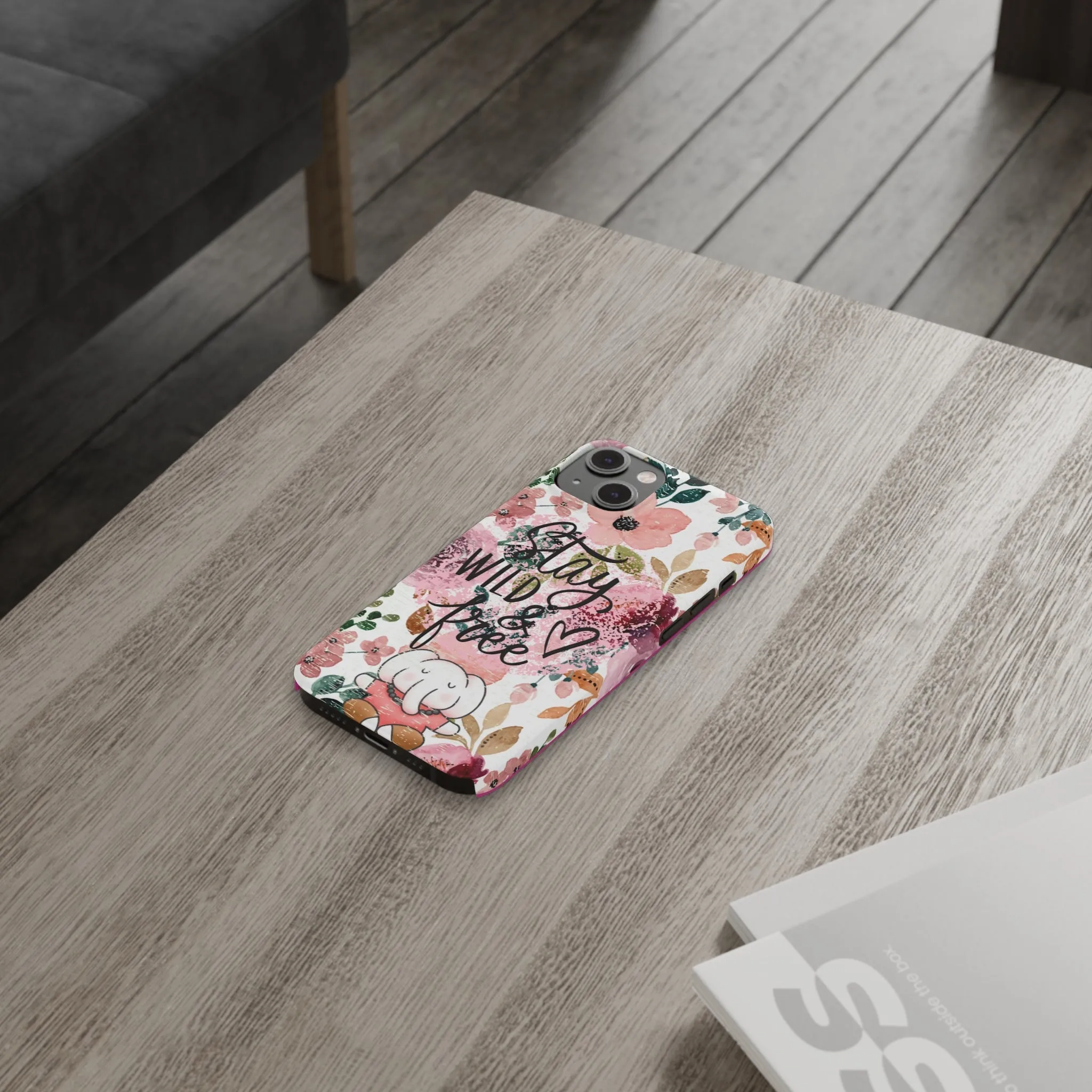 Stay Wild and Free Floral iPhone Case with Zen Elephant - Stylish and Inspirational Protective Cover
