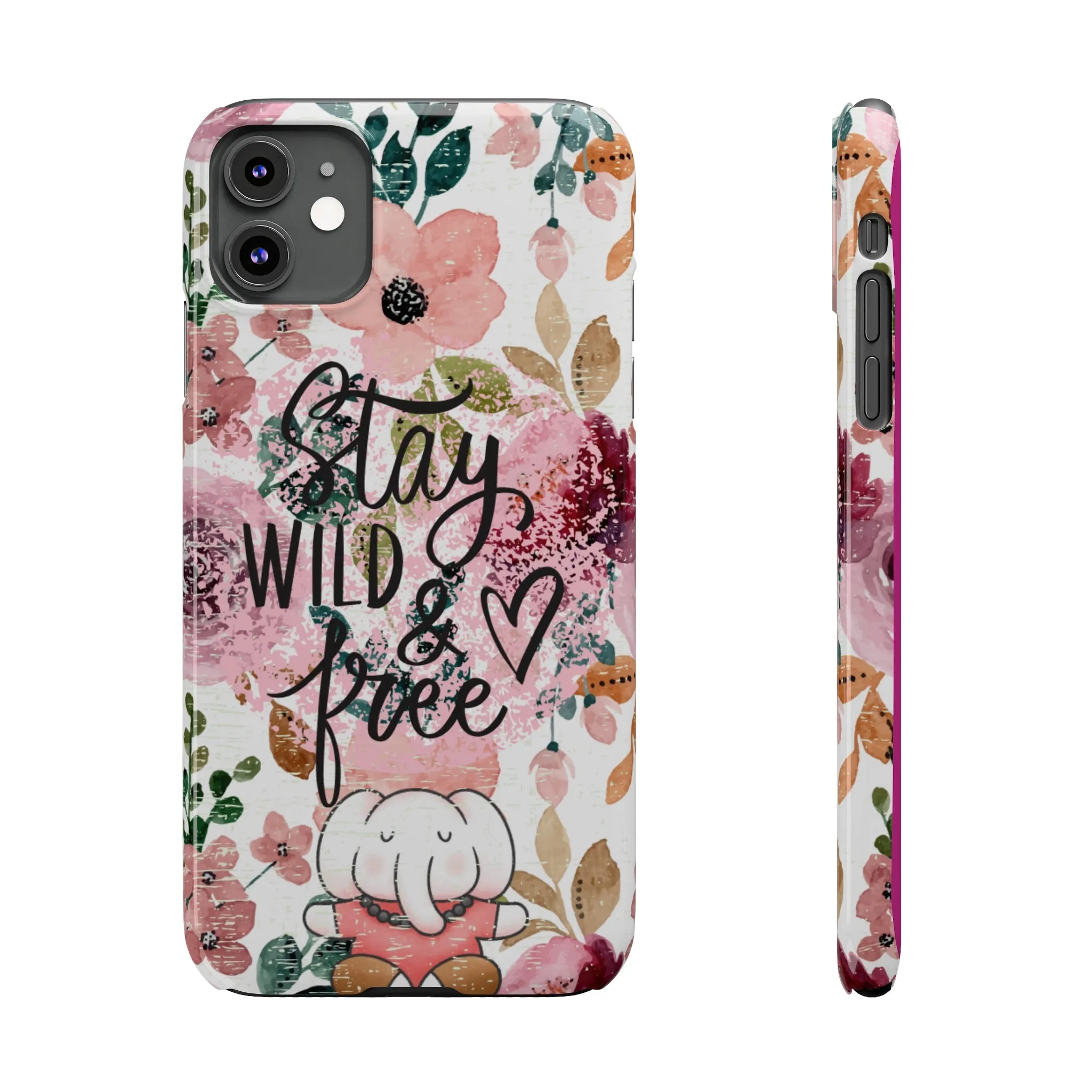 Stay Wild and Free Floral iPhone Case with Zen Elephant - Stylish and Inspirational Protective Cover