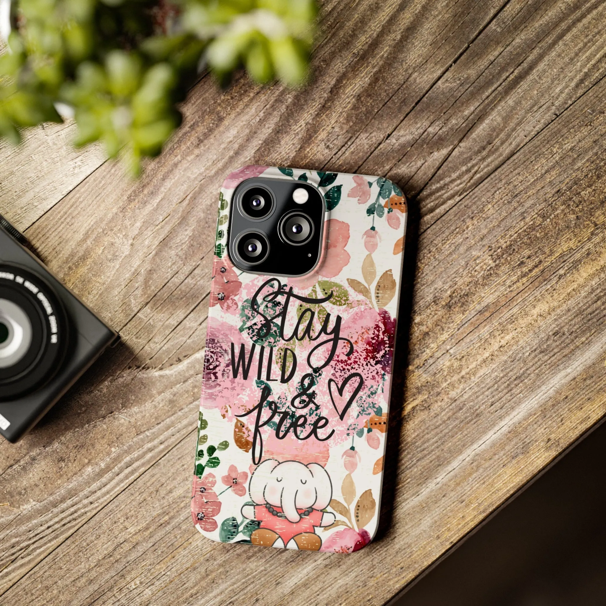 Stay Wild and Free Floral iPhone Case with Zen Elephant - Stylish and Inspirational Protective Cover