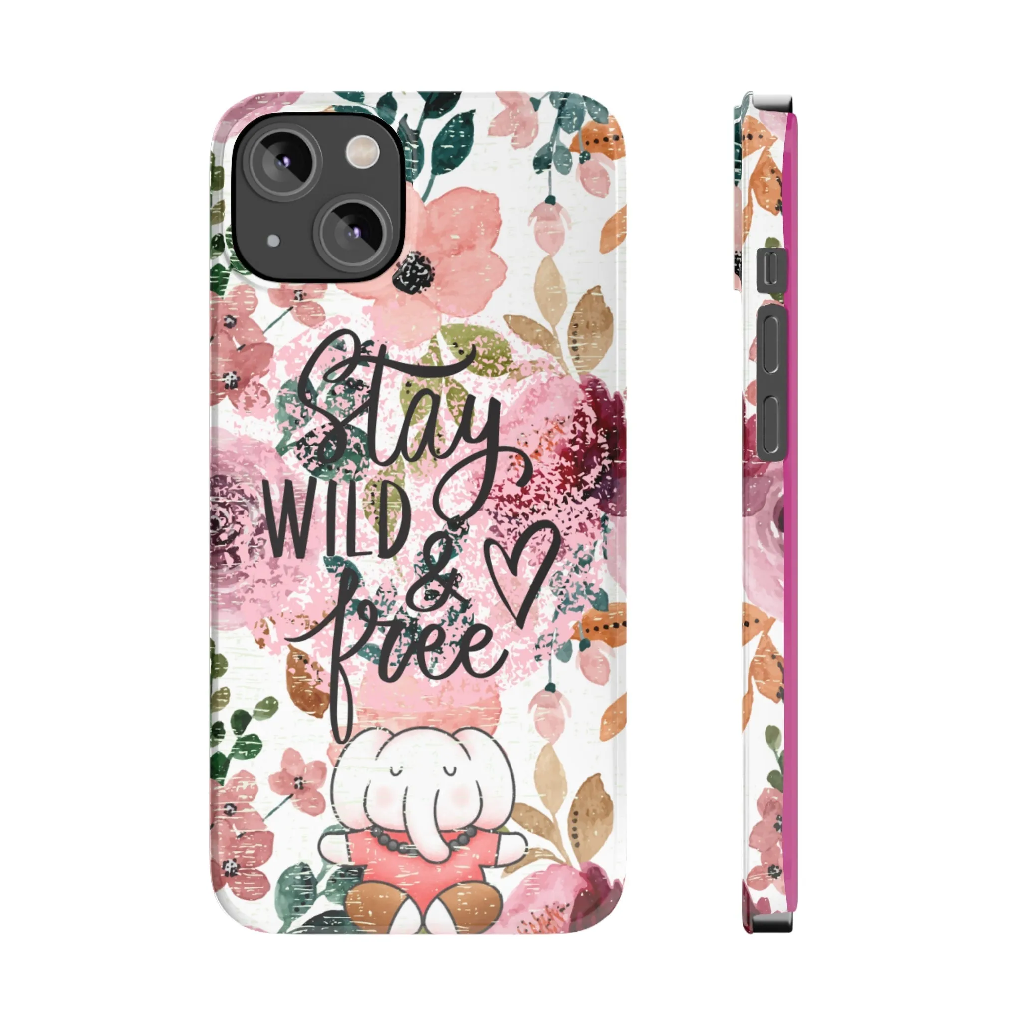Stay Wild and Free Floral iPhone Case with Zen Elephant - Stylish and Inspirational Protective Cover