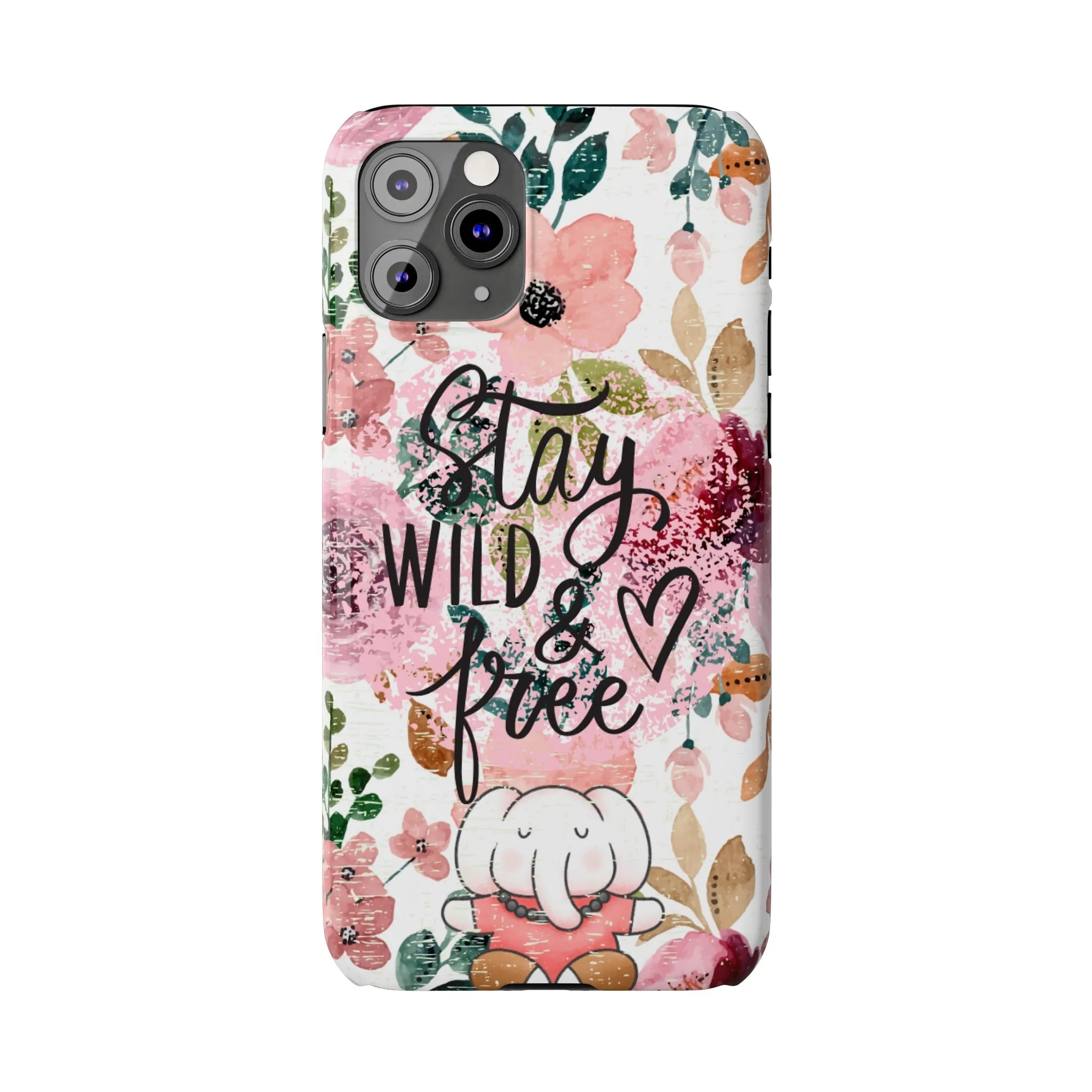 Stay Wild and Free Floral iPhone Case with Zen Elephant - Stylish and Inspirational Protective Cover