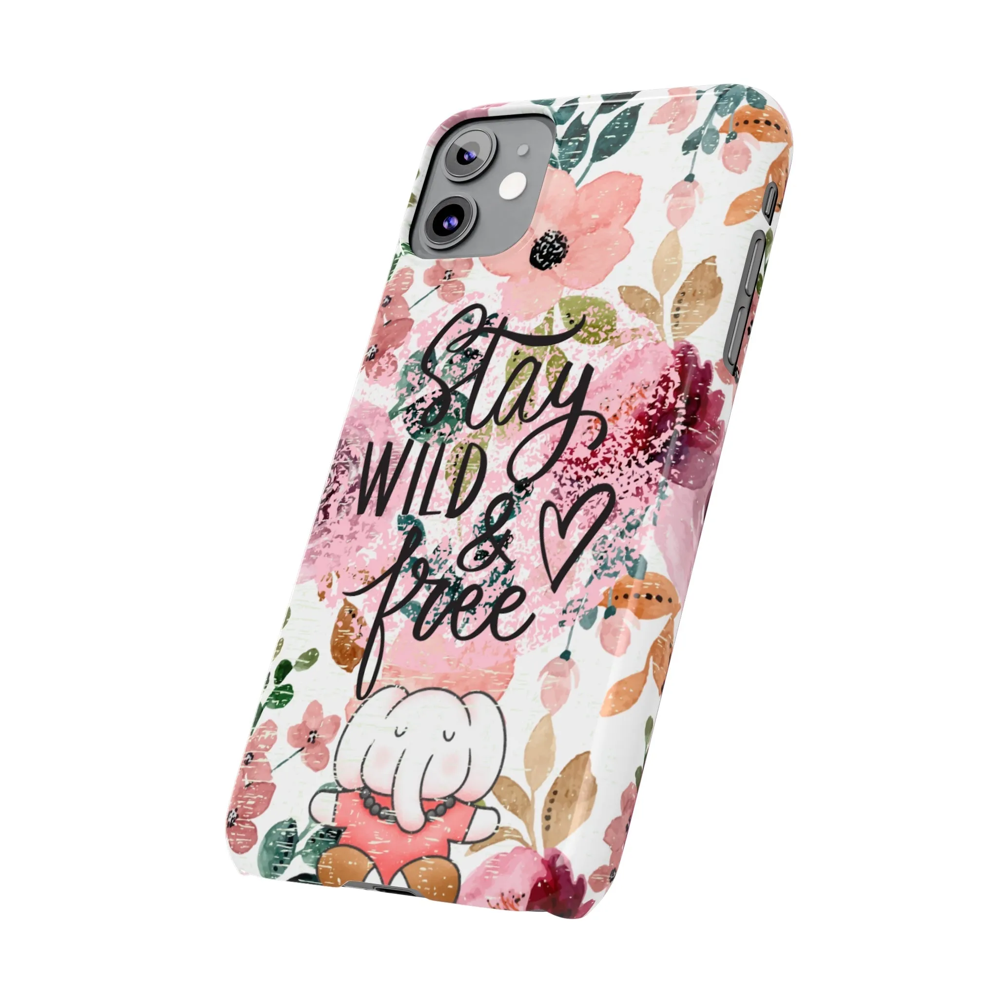 Stay Wild and Free Floral iPhone Case with Zen Elephant - Stylish and Inspirational Protective Cover