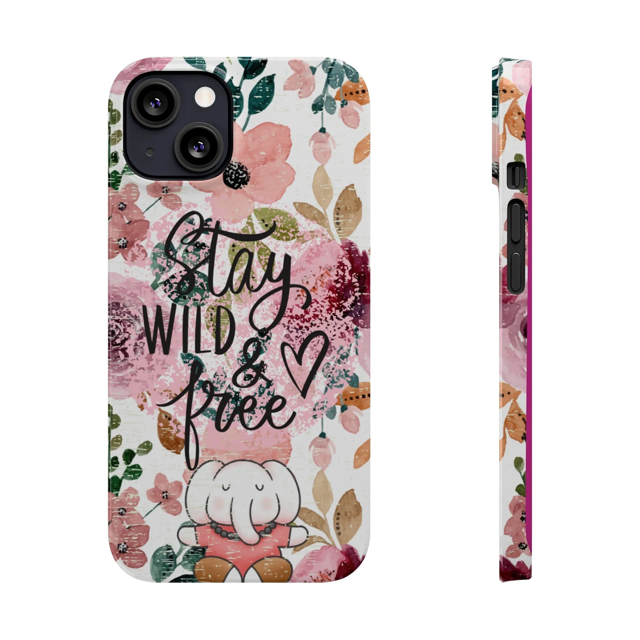 Stay Wild and Free Floral iPhone Case with Zen Elephant - Stylish and Inspirational Protective Cover