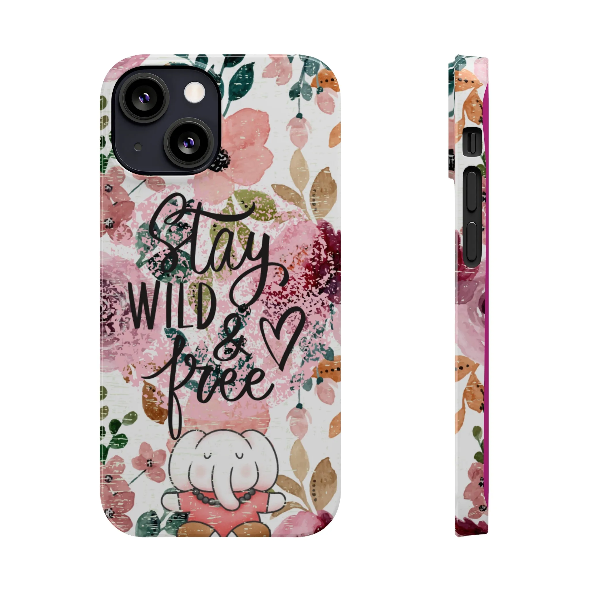 Stay Wild and Free Floral iPhone Case with Zen Elephant - Stylish and Inspirational Protective Cover