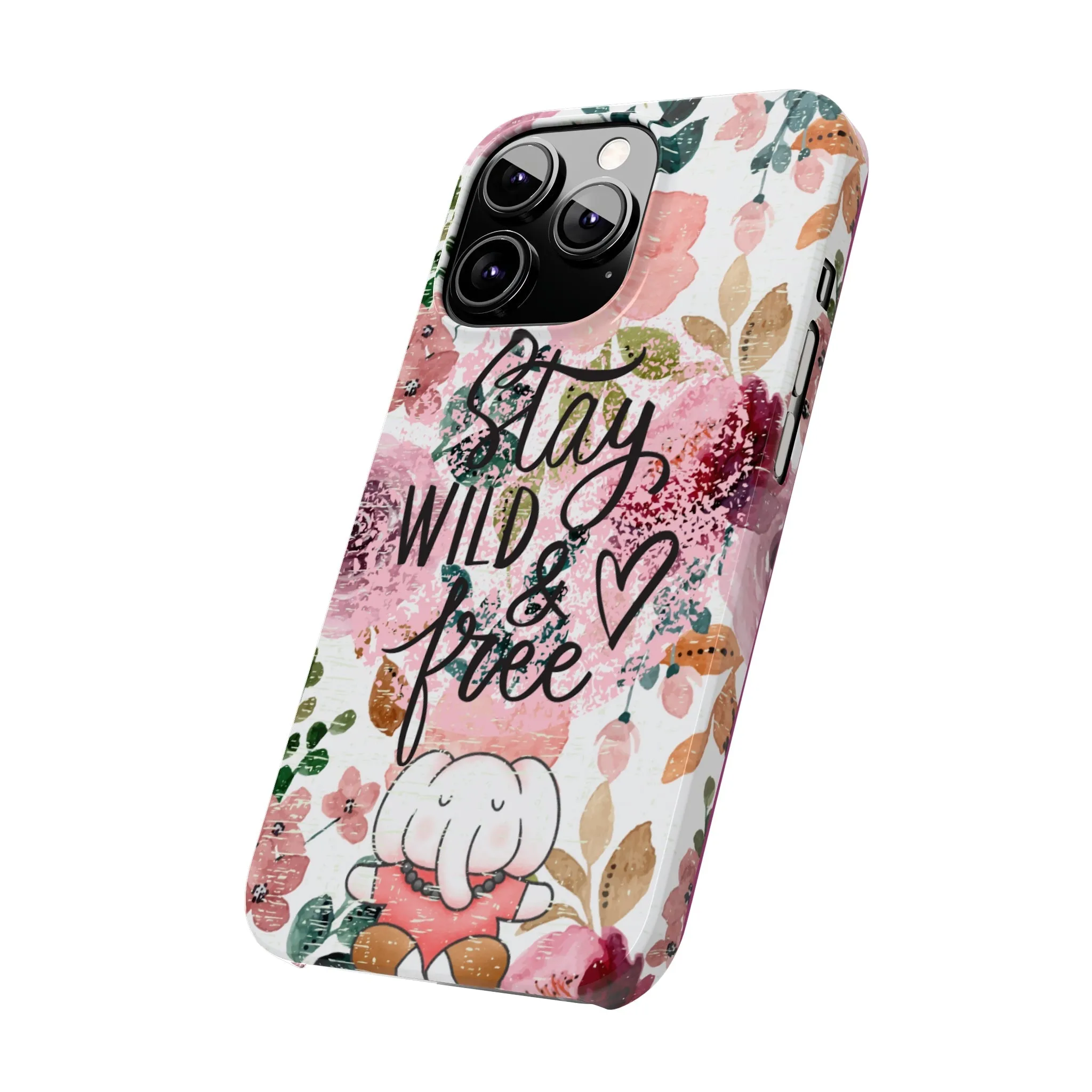 Stay Wild and Free Floral iPhone Case with Zen Elephant - Stylish and Inspirational Protective Cover